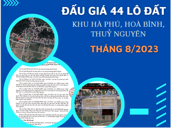 Thông báo đấu giá 44 lô đất thôn 13, Hà Phú, Hoà Bình, Thuỷ Nguyên tháng 8 năm 2023