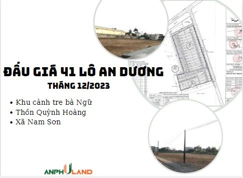 Thông báo đấu giá 41 lô đất tại khu cành tre bà Ngữ, thôn Quỳnh Hoàng, xã Nam Sơn, huyện An Dương tháng 12 năm 2023